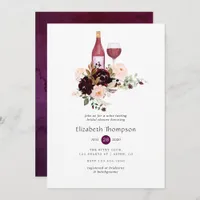 Berry and Blush Floral Wine Tasting Bridal Shower Invitation