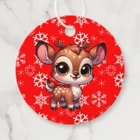 Personalized Cartoon Chibi Reindeer Christmas Favor Tags