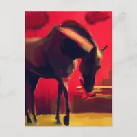 Red Sky Horse and Flowers  Postcard