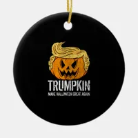 Halloween Great Again Donald  Trumpkin Pumpkin Ceramic Ornament