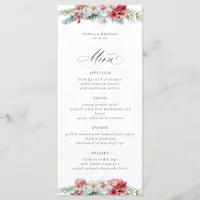 Elegant Christmas Floral Winter Wedding Menu