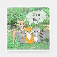 Forest Animal Themed It's a Boy Baby Shower Napkins