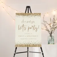 She Said Yes Gold Glitter Cream Welcome Engagement Foam Board