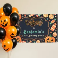Jack-O'-Lantern & Candy Halloween Birthday Party  Banner