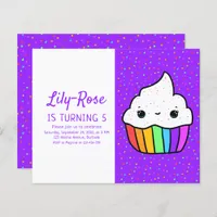 Budget Rainbow Cupcake Birthday Party Invitation