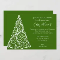 Green Christmas Tree Winter Engagement Party Invitation