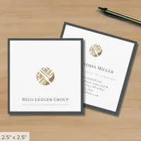 Modern Luxury Logo Framed Border Square Business Card