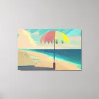 Yellow, Teal and Peach Sandy Beach  Canvas Print