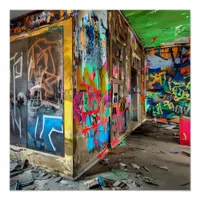 Street Art Abandoned Building Personalized Poster