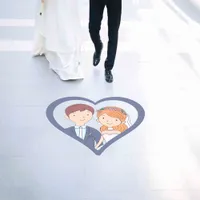 Simple, Cartoon-Iike Spouses Illustration Wedding  Floor Decals