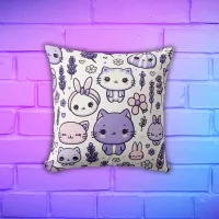 Cute Kawaii theme Purple Lavender | Throw Pillow