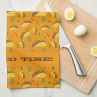 It's Taco Time Tex Mex Mexican Food Pattern Orange Kitchen Towel