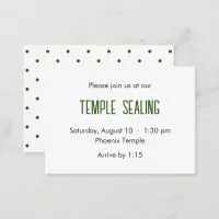 Green & White Polka Dot Temple Sealing Invitation