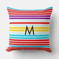 Modern Bright Summer Stripes Patterned Multicolor Throw Pillow