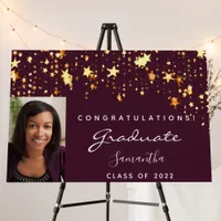 Graduation party burgundy gold stars photo 2025 foam board