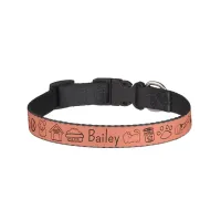 Cute Minimal Dog Theme Pink Name Pet Collar