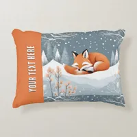 Beautiful Wildlife Winter Fox in Snow Asleep Cozy Accent Pillow