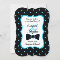 Black Blue Bowtie & Heels LGBT Wedding Invites