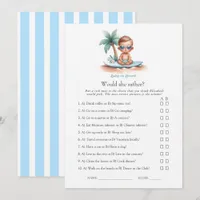 Would She Rather Baby on Board Baby Shower Game Invitation