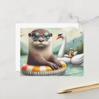 Otters on a Float Trip Postcard