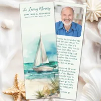 Memorial Sailboat Modern Photo Funeral Prayer Card Bookmarks