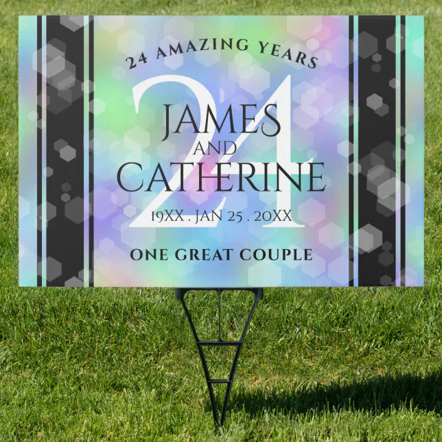 Elegant 24th Opal Wedding Anniversary Celebration Sign