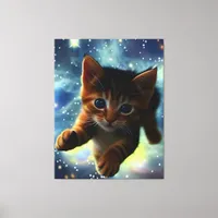 Kitten Running In Space Canvas Print