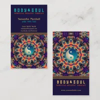 Purple Orange Mandala Eastern YinYang New Age Business Card