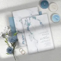 Modern Marble Glitter Wedding Dusty Blue ID816