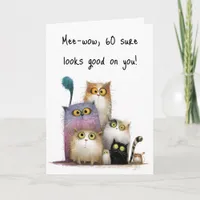 Quaint Cats with Big Eyes 60th Birthday Greeting Card