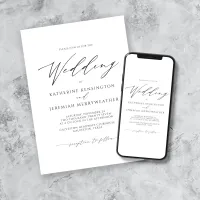 Modern Elegant Minimalist Script Wedding Invitation