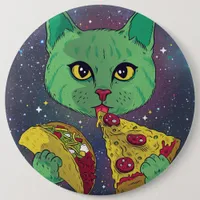 Taco and Pizza Cosmic Space Cat Button