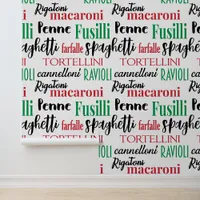 Italian Pasta Names Typographic Kitchen Wallpaper