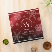 Festive Red Foil Snowflakes Monogram Name 3 Ring Binder
