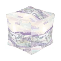 *~*  Pastel Abstract Pattern Ethereal Flowers Pouf
