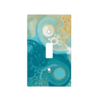 Sandy Brown Ocean Teal Fluid Art Light Switch Cover