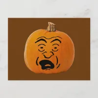 Jack o' Lantern Scared Face, Halloween Pumpkin Postcard