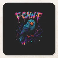 F-Caw-F Funny Bird Moon Crow Raven Caw Pun Joke Fu Square Paper Coaster