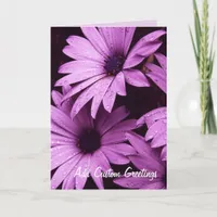 Raindrops Lilac Daisy Flower Custom Card