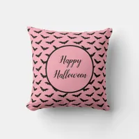 Pink Halloween Bats Throw Pillow
