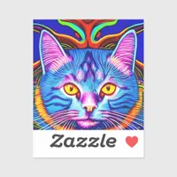 Cute Blue Cat with Yellow Eyes Ai Art Sticker