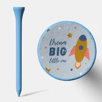 Dream Big Little One Cute Cartoon Space Rocket Golf Tees