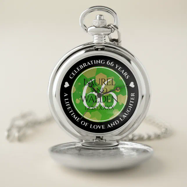 Elegant 66th Titanite Wedding Anniversary Pocket Watch