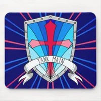 Tank Main Gamer Blue Red Cartoon Shield Mouse Pad