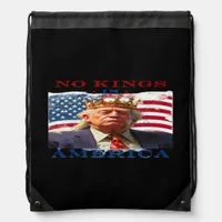 No Kings In America Anti-Trump Creative Design Drawstring Bag