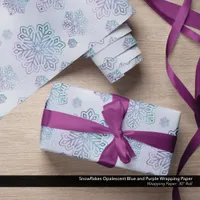 Snowflakes Opalescent Blue and Purple  Wrapping Paper