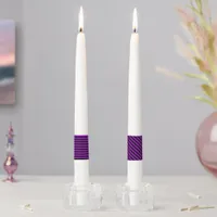 Purple & Black Stripes | Taper Candle