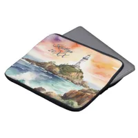 Watercolor Sketch Byron Bay Lighthouse Monogram | Laptop Sleeve