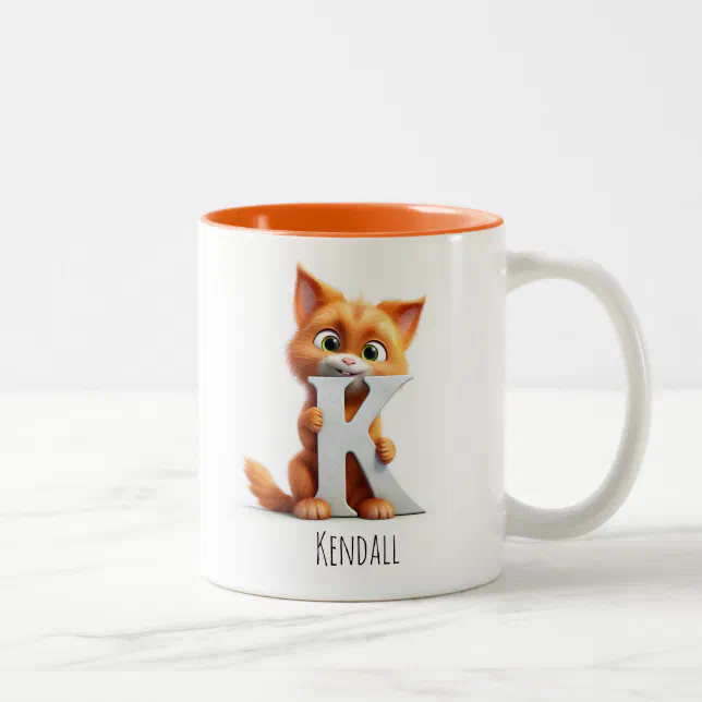 Letter K Cat Alphabet Monogram Coffee Mug