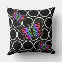 Black and Butterfly Striped Modern  Throw Pillow